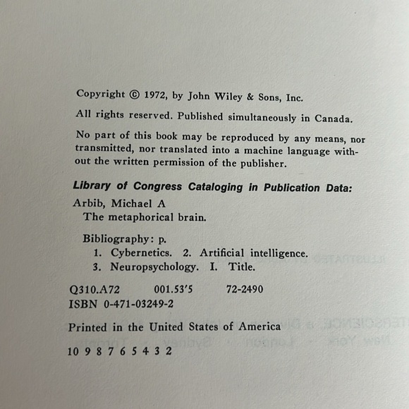 1972 The metaphorical brain cybernetics as artificial intelligence book - Picture 4 of 9